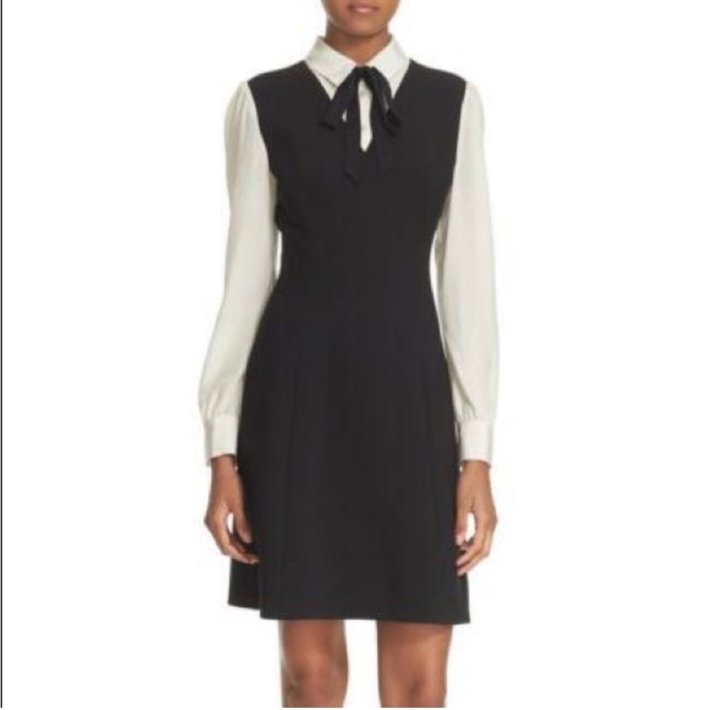 Kate spade bow tie black white crepe dress